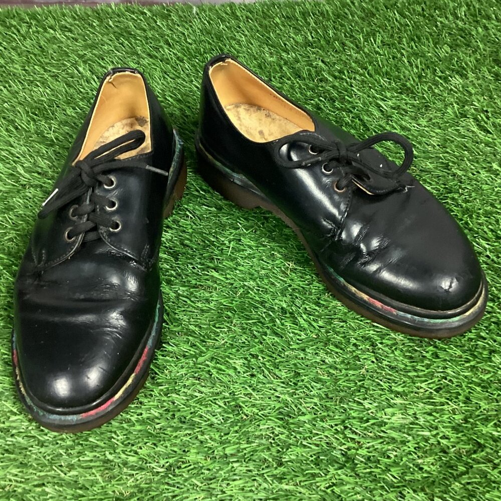 Vintage Dr Marten Rainbow Stitch Black Oxford Shoes 6